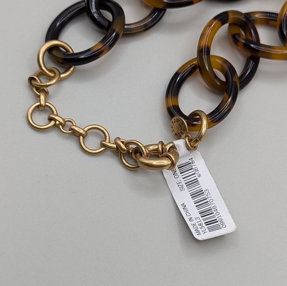J. Crew Acrylic Tortoise Shell and Seed Bead Link Necklace New - Picture 5 of 6